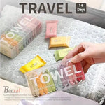 Borvat® Borvat® - Gecomprimeerde Handdoek Wegwerp Gezicht Handdoek Schoonmaken Katoen Draagbare Reis Outdoor Beauty Veegt Snoep Make-Up Handdoek Tissues - 28 Stuks -