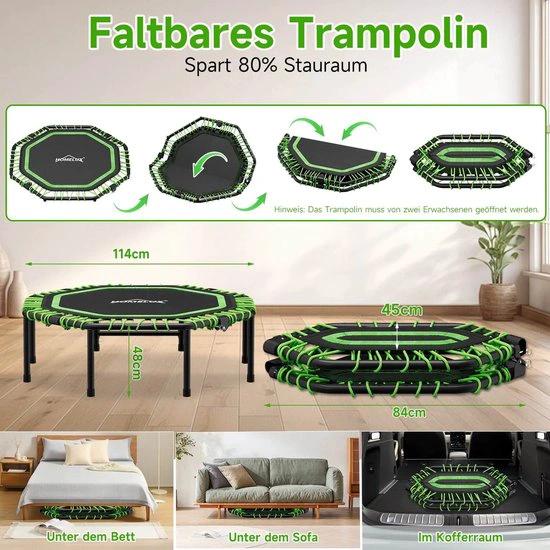 Borvat® Borvat® - Fitness Trampoline - Verstelbaar Fitness Trampoline met Handgreep – Stille, Opvouwbare & Gewrichtsbesparende Trampoline voor het Gezin -
