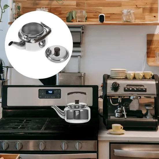 borvat IBBO® - Luxe RVS Kettle Theepot - 1.5 liter - ketel Camping - Theepot - Waterkoker - Zilver -
