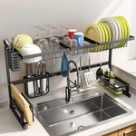 BORVAT Multifunctioneel Afdruiprek Boven de Gootsteen - 85cm - Roestvrij Staal - Zwart by BORVAT