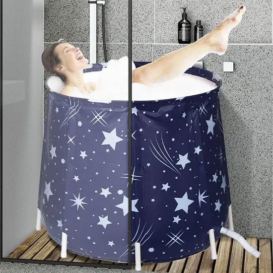 Merkloos IBBO® - Opvouwbaar zitbad - Compact bad - kinderbad - Opzetbad - opvouwbaar bad - zitdouche - Inklapbaar bad - bad - douche - Blauw -