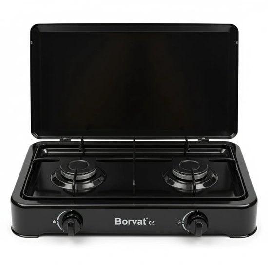 Borvat® Borvat® Gasstel 2 Pits – Compact kooktoestel voor – Krachtige gaskookplaat – Ruimtebesparend ontwerp-Zwart -