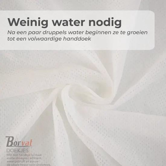 Borvat® Borvat® - Compressed Towels - Travel Towel - Handdoek - Gecomprimeerde doekjes - In Tablet vorm - Hygienische Vochtige Doekjes - Wit - 200 Stuks -
