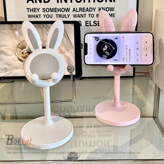 Borvat® Borvat® - Mobiele telefoonstandaard - schattige konijn telefoonhouder standaard voor bureau - Roze -