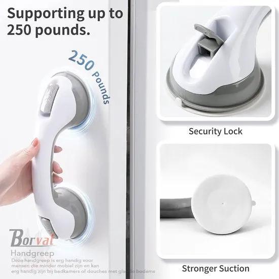Borvat® Borvat® // Zuignap Handgreep Badkamer - Douche Handgreep Met Zuignap - Veiligheidsgreep - Helping Hand Handvat - 2 Stuk - Safety Grab Bars Gezondheid & Verzorging