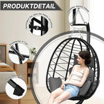 borvat IBBO® - Egg Hangstoel - Hangstoel met standaard - Egg Chair - tot 150kg - Hangstoel met grijs kussen Grijs - Zwart -