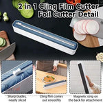 Borvat® Borvat® - Handige Vershoudfolie - aluminiumfolie houder met snijder - Keuken tool - Kunststof - 37 x 7 cm - Blauw-Wit -
