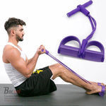 Borvat® Borvat® - Elastische Buikspiertrainer - Elastiek met Handvat en Pedaal - Roze -