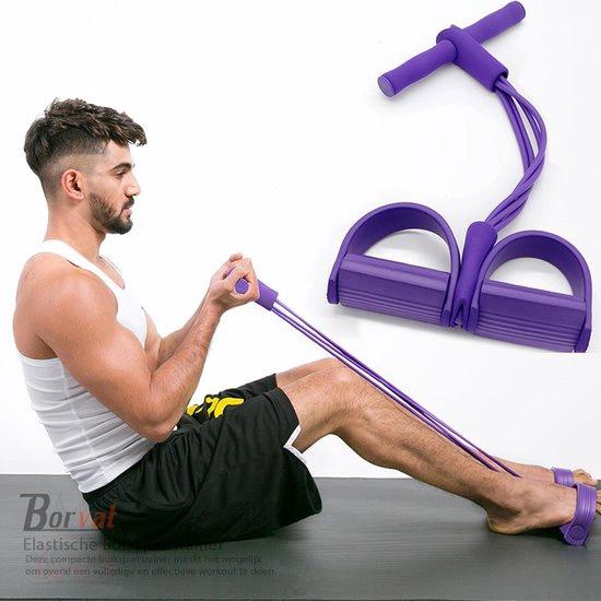 Borvat® Borvat® - Elastische Buikspiertrainer - Elastiek met Handvat en Pedaal - Roze -