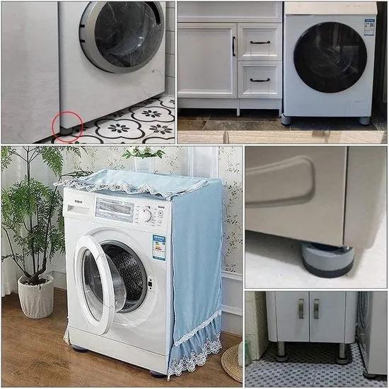 Deluxe HB TrillingDempers Wasmachine -Vuide-pakket van 4 trillingsdempers, universele trillingsdempers, wasmachine Anti-vibratiemat, voor wasmachines, drogers, meubels, koelkast (grijs, 4 cm) - (WK 02122) -
