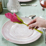 Borvat® Borvat® - servet houders voor tafels plastic twist bloemknoppen servethouders met groene steel voor het maken van originele tafelarrangementen - Set van 4 -