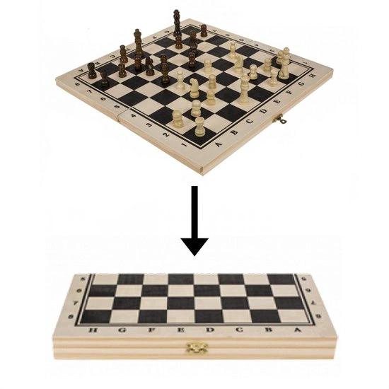 Luxe Opvouwbaar Houten Schaakspel - 21x21cm - Incl. 32 Schaakstukken - Cadeau by BORVAT