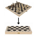 Luxe Opvouwbaar Houten Schaakspel - 21x21cm - Incl. 32 Schaakstukken - Cadeau by BORVAT