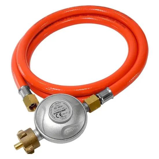 Universeel merk Gasslang met drukregelaar 1,5 meter 50mbar - Gasslang - 150cm - Barbecue gasslang -