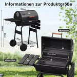 BORVAT Houtskool BBQ Smoker - Grillwagen met Thermometer - Rookoven - Opbergvakken by BORVAT