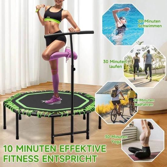Borvat® Borvat® - Fitness Trampoline - Verstelbaar Fitness Trampoline met Handgreep – Stille, Opvouwbare & Gewrichtsbesparende Trampoline voor het Gezin -