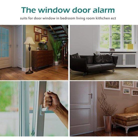 4x Draadloze Mini-Alarmen Set met Bewegingssensor - 4 Stuks - 95 dB - Inclusief Batterijen en Montageset | Pakket van 4 Magnetische Deur en Raam Sensor Alarmsystemen | Woningbeveiliging | Waarschuwings Alarm Tegen Inbrekers en Indringers by Merkloos