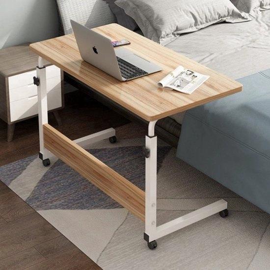 Bijzettafel en Laptop Tafel – Verstelbaar – Bedtafel en Computertafel – Hout – 80x40 cm by Borvat®