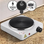 Borvat® Borvat® | Elektrische kookplaat 1000W met Oververhittingsbeveiliging - 5 Temperatuurniveaus - Enkele Kookplaat - Minikookplaat - Gietijzer - Wit -