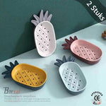 BORVAT Doucheplank Zeepdoos - Kunststof - Ananasvorm - Draineerbaar - Geel - 2 Stuks by BORVAT