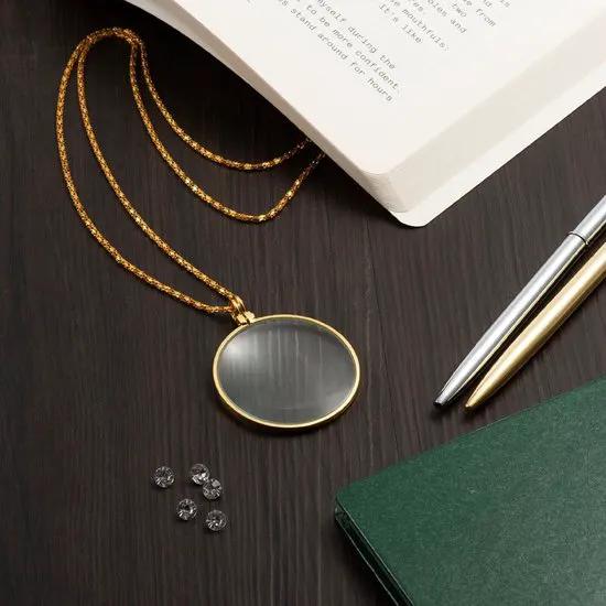 Merklose- Loep aan ketting | Goud | 5x zoom vergrootglas | Vergrootglas Ketting | Decoratie Lezen Vergrootglas | Vergrootglas Monocle Lens | Opknoping Vergrootglas | Mode Vergrootglas | voor Het Lezen van Boeken Kranten Werk of Reizen -