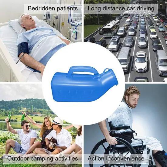 borvat IBBO® - Urine container - Urinaal - Urinebeker - Plasfles - Plasfles Mannen - Urinaal Mannen - 1200ml - Plas Fles Man - Plas Potje - Blauw - GRATIS schoonmaakborstel -