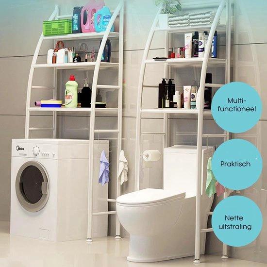 BORVAT Ombouwkast voor Toilet - WC Organizer Rek met 3 Legplanken - 160x65cm - Wit by BORVAT