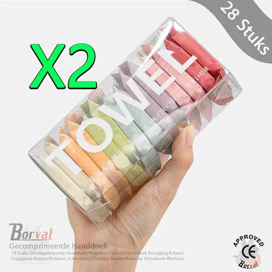 Borvat® Borvat® - Gecomprimeerde Handdoek Wegwerp Gezicht Handdoek Schoonmaken Katoen Draagbare Reis Outdoor Beauty Veegt Snoep Make-Up Handdoek Tissues - 28 Stuks -