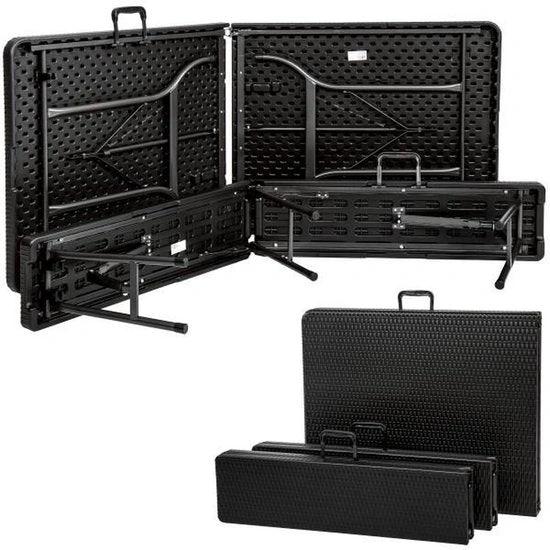 Opvouwbare Campingtafel met 2 Banken - 180x74cm - Rattan Look - 3-delig by BORVAT