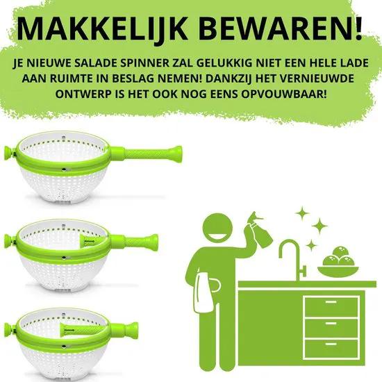 IBBO IBBO® - Slazwierder - Sladroger - Sla centrifuge - Slacentrifuge - Salade spinner - Saladspinner - Salad spinner - Vergiet - Vergiet opvouwbaar - Slacentrifuge opvouwbaar - Sla zwierder - sla wasser - Slacentrifuge kopen -