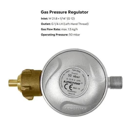 Universeel merk Gasslang met drukregelaar 1,5 meter 50mbar - Gasslang - 150cm - Barbecue gasslang -