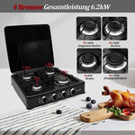 IBBO Shop Gasstel 4 pits - campingkooktoestel - zwart - 6.2 kW by Merkloos