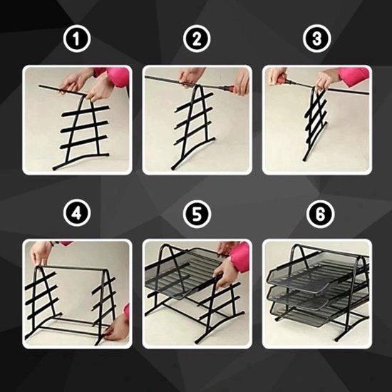 BORVAT Bureau Organizer - Brievenbak 3 Laags Sorteerrek - Uitschuifbare Laden - Metaal - Zwart by BORVAT