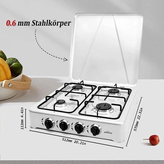 IBBO® - Gas kooktoestel 4 pits - Campingkooktoestel - Gaskookplaat - Wit by borvat