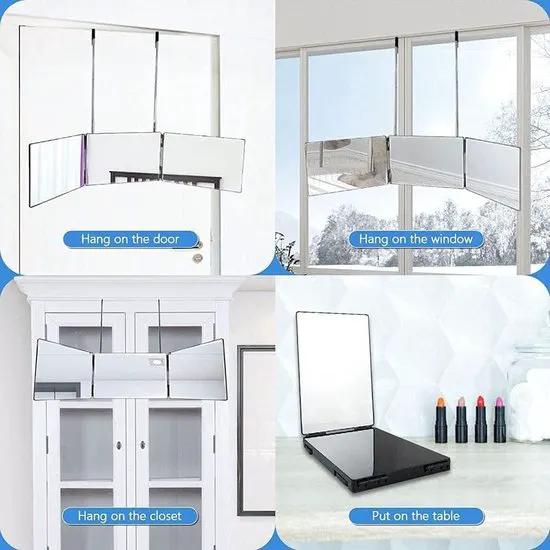 Merkloos Self Cut Spiegel Multi Mirror Thuis Kapper Spiegel Make Up Spiegel 360 graden met LED -