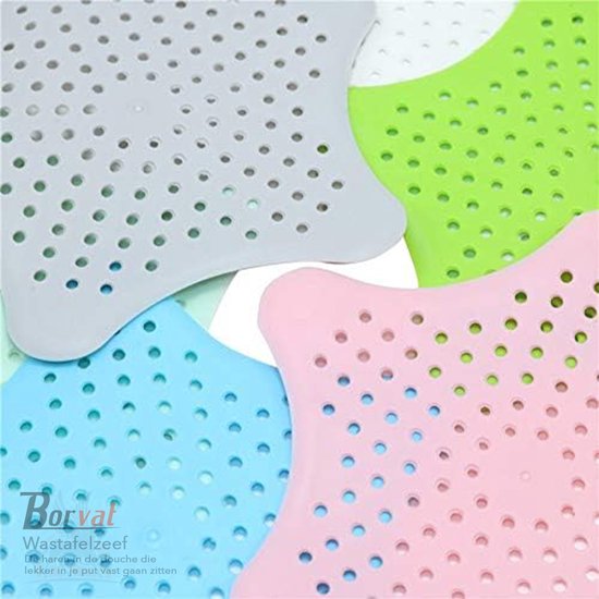 Borvat® Borvat® - Siliconen afvoerstop - Anti Verstopping - Voor de wasbak, gootsteen, douche etc- Haarvanger - Bad stopper - 4 Stuks -