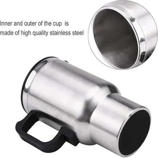 Merkloos Auto Waterkoker, 450ml 12V Elektrische Thermosfles Roestvrij Staal 65 Graden Celsius Elektrische Waterkokers Voor Op Reis, Voor Koffie, Thee -