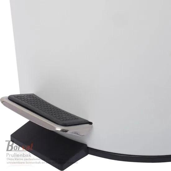 Borvat® Borvat® - Luxe pedaalemmer - metaal - soft close - prullenbak - 3 L - 17 x 17 x 23 cm - kantoor - slaapkamer - badkamer - toilet - keuken - Mat Wit - Trash Cans Wonen & Interieur