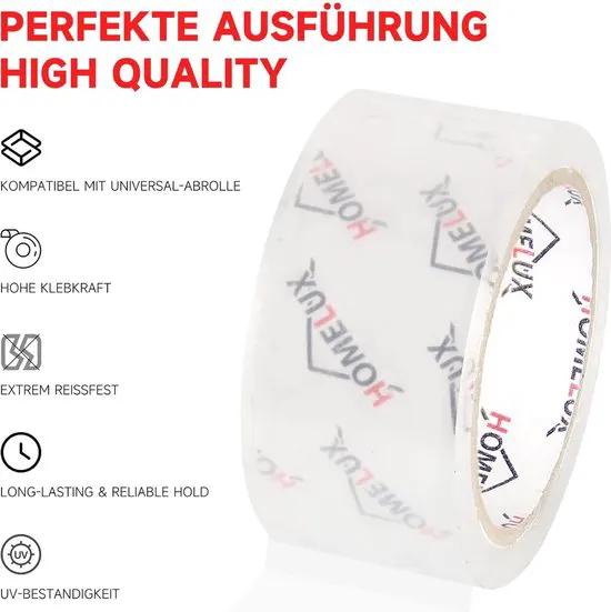 Merkloos IBBO Shop - 24 Rollen Pakkettape Transparante Verpakkingstape Verpakkingstape – 66 m lang - 50 mm breed – Transparant – Sterke kleefkracht en scheurvastheid – voor verpakking, verzending en verhuizing -