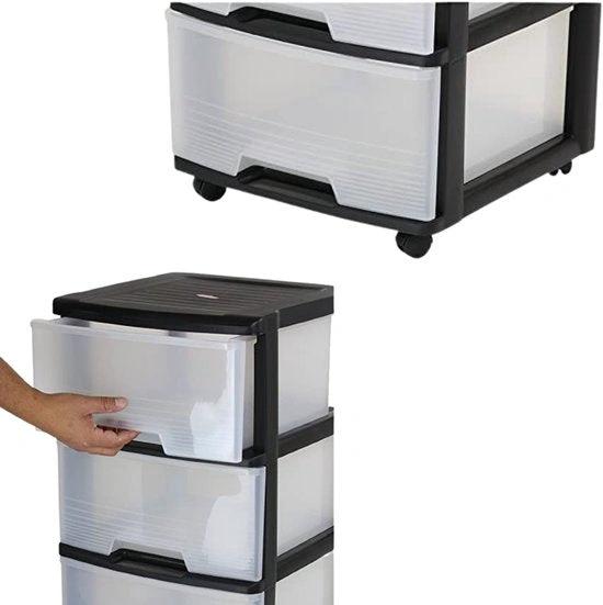 Merkloos Ladesysteem | 5x20 liter | zwart | transparant | 5 lades op wielen -