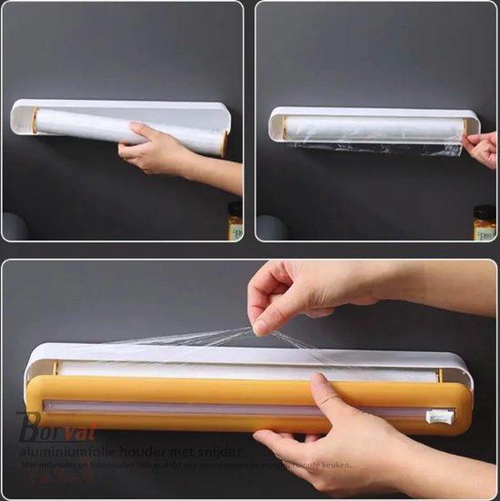 BORVAT Vershoudfolie & Aluminiumfolie Houder met Snijder - 37x7cm - Keuken Tool - Zwart/Wit by BORVAT