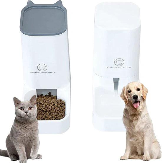 Huisdierenvoeder - Voedseldispenser - Droog Voedsel - Automatische Waterdispenser - Voer voor Honden/Katten - Hond - Kat - 2 stuks - BPA-vrij - Wit by Merkloos
