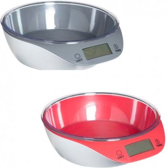 Merkloos Keukenweegschaal digitaal met Kom - Weegschaal keuken digitaal - Verwijderbare PVC Kom - Incl batterij - 5Gr tot 5Kg -