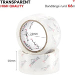 Merkloos IBBO Shop - 24 Rollen Pakkettape Transparante Verpakkingstape Verpakkingstape – 66 m lang - 50 mm breed – Transparant – Sterke kleefkracht en scheurvastheid – voor verpakking, verzending en verhuizing -