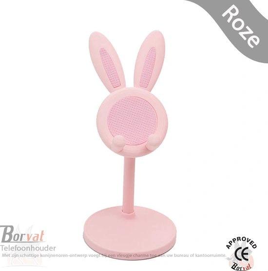 Borvat® Borvat® - Mobiele telefoonstandaard - schattige konijn telefoonhouder standaard voor bureau - Roze -