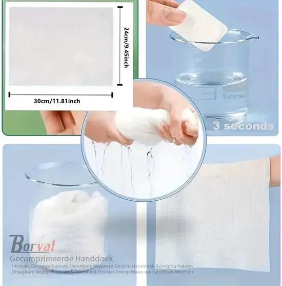 Borvat® Borvat® - Gecomprimeerde Handdoek Wegwerp Gezicht Handdoek Schoonmaken Katoen Draagbare Reis Outdoor Beauty Veegt Snoep Make-Up Handdoek Tissues - 28 Stuks -