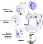 Merkloos Mini Naaimachine Elektrische - Kleine Naaimachine - Compacte Naaimachine - Handnaaimachine Elektrisch - Wit/Paars -