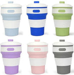 Merkloos Koffiebeker to go - Inklapbare beker - Duurzame beker - 100% BPA vrij - Opvouwbaar - Reisbeker - Meeneem beker -Travel cup - 350 ml - Grijs -