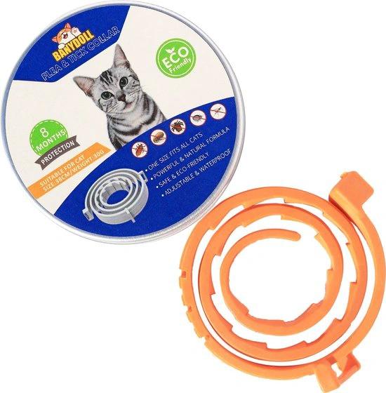 IBBO® - Vlooienband kat - Verstelbaar - 8 maanden bescherming - Vlooienband - Natuurlijk - Tekenband - Anti vlooien - 38cm - Fit all sizes - Vlooienbandjes kat - Vlooien - Oranje by borvat
