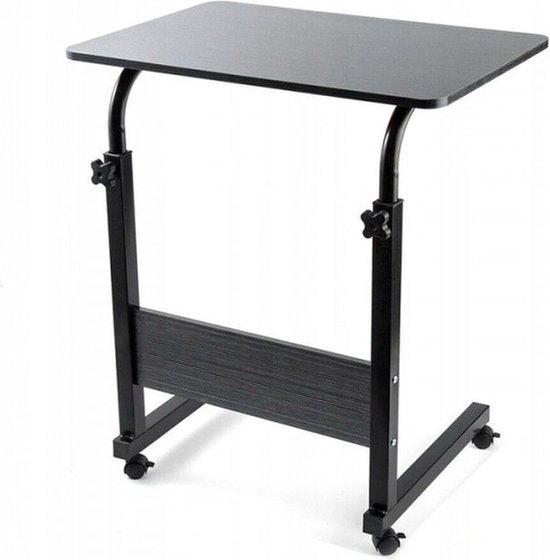 Merkloos Hoogte Verstelbare Bijzettafel Sofa Tafel Laptop Wielen Zwart - Mobiele Laptop Roltafel voor Tablet Groef Computerbureau -